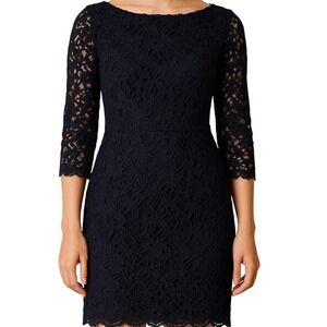 Lace Cocktail‎ Dress Navy Floral Sheath Evening Quiet Luxury Women'sit